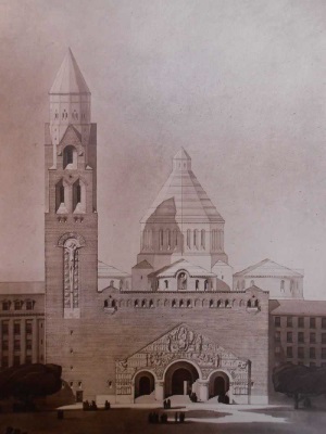 É. Bois, projet pour l'église de Chaillot, v.1928 (© AHAP, 1D-3D).